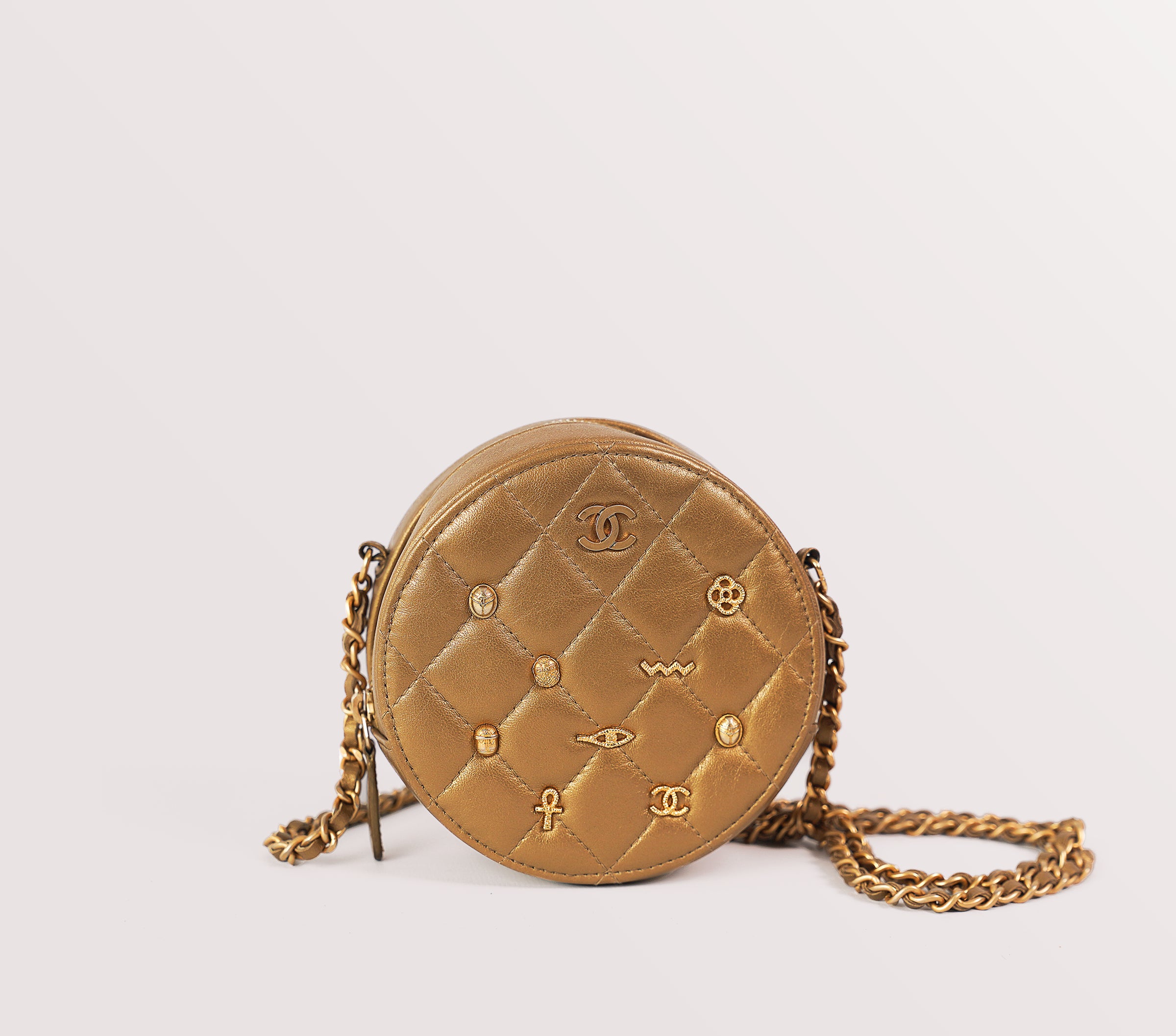 Chanel Round Evening Bag, Gold