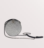 Chanel silver round Glitter evening bag