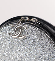 Chanel silver round Glitter evening bag