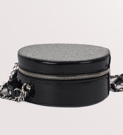 Chanel silver round Glitter evening bag