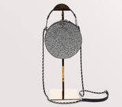 Chanel silver round Glitter evening bag